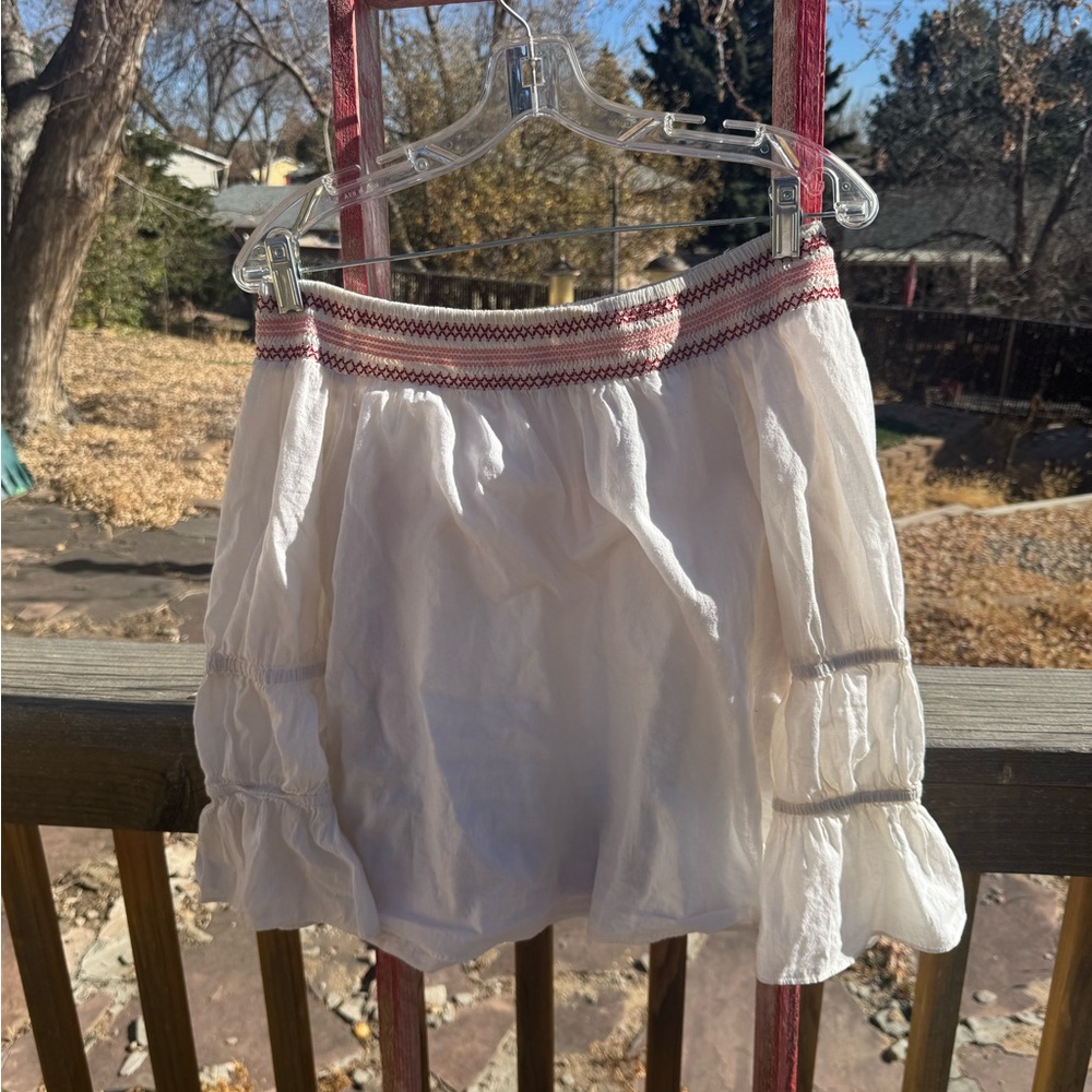 Off shoulder peasant tunic top